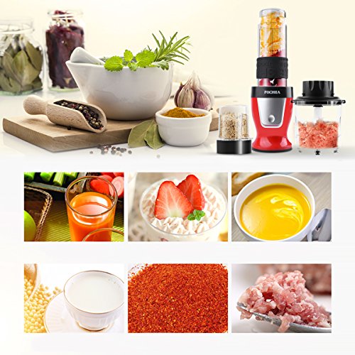 Standmixer 3 in 1 Multifunktion Mini Mixer mit Sport-Flasche, BPA frei für Fleisch, Eis, Obst, Gemüse und Kaffeebohne, Blender,Juicer / Smoothiemaker, Zerkleinerer, Kaffeemühle von Fochea - 2