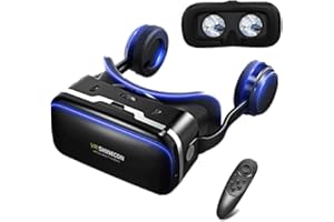 LONGLU VR Headset für Telefon mit Kopfhörern und Controller, 3D Virtual Reality Brille/Brille mit blauem Licht Viewer für Filme und Videospiele, Unterstützung 4.7-7.2" Bildschirm Smartphone