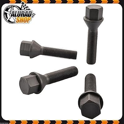 Haskyy 10 Boulons De Roue Boulons De Roue NOIR Cone composite Cône M12x1,25 en diverses Longueur de tube au choix - Noir, 40mm