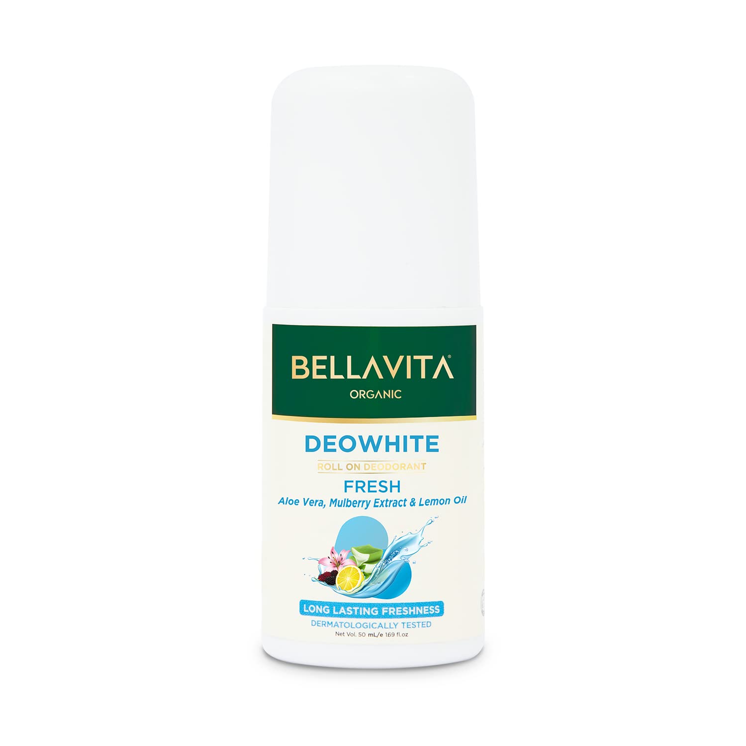 Bella Vita Organic Fresh Deo White Antiperspirant Deodorant for Men & Women Long Lasting Freshness 50ml Natural Roll On Under
