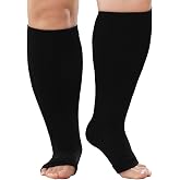 PUTUO Compression Socks for Men and Women: Compression Stockings Large Size Open Toe for Women Men for Running Travel Flight