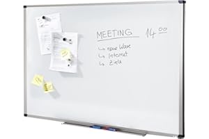 ‎MASTER OF BOARDS MOB, lavagna bianca economy, Testnote 1,5. Lavagna magnetica laccata in una robusta cornice in alluminio, come lavagna magnetica da parete, Memo Board 80 cm x 110 cm bianco con telaio in alluminio