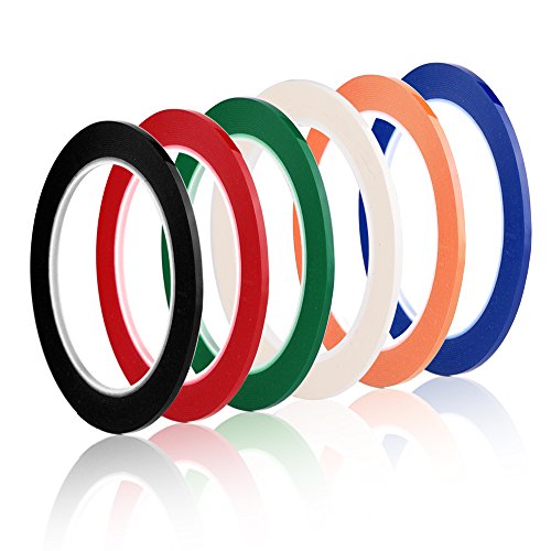 WXJ13 3 mm x 66 m Selbstklebendes Markierungsband Artist Tape für Whiteboards, 6 Farben, 6 Rollen