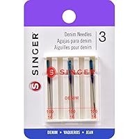Singer Agujas de máquina de tela vaquera, tamaño 100/16, 3 unidades