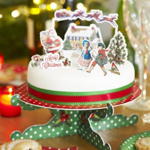 Jolly Holly Cake Platter Stand, Pack of 1, Red