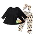 Produktbild Riou Kinder Langarm Halloween Kostüm Top Set Baby Kleidung Set Kleinkind Kleinkind Infant Baby Mädchen Brief Geist Kleider Hosen Halloween Kostüm Outfits (110, Schwarz)