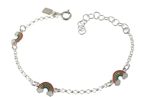Minoplata Pulsera para niñas arcoíris de Plata de ley 925 el regalo que buscas para cumpleaños