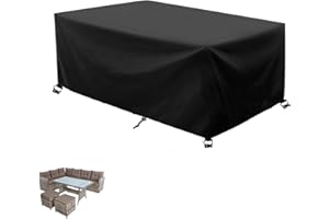 AEXOIO Bache Table Exterieur 200x100x80cm/LxWxH Housse de Table Jardin Imperméable,Housse de Protection Bâche Salon de Jardin Exterieur, Anti-UV 600D Tissu Oxford avec Boucles Et Cordon De Serrage