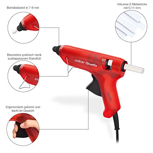 Steinel Heißklebepistole Gluefix, Elektronische Temperatursteuerung durch PTC-Heiztechnik, Klebepistole inklusive 2 Cristal Klebesticks 11 mm, Heißkleber ideal für kreatives Arbeiten, Basteln und Dekorieren, 333911 - 3