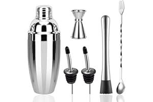 Set da barista da 26 once Shaker, Set da barista SourceTon in acciaio inossidabile, Bottiglia da shaker, Cucchiaio di miscelazione, Muddler, Misurino, Misuratore di liquidi