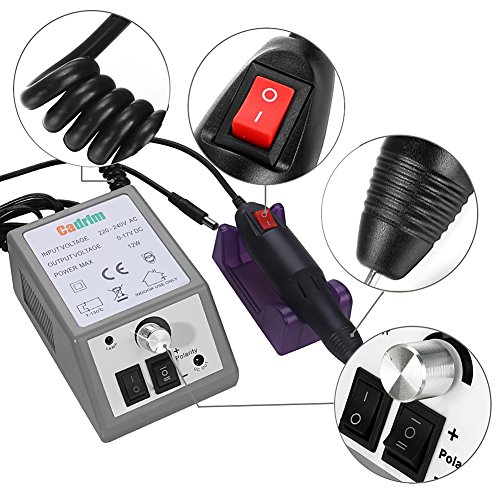 Cadrim Elektrisch Nagelfräser Fräser Nagelfeile Maniküre Set Plus 6BITs und Schleifhülsen mit geringem Rauschen und Vibration - 4