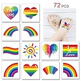 Amplia aplicación --- Pegue el tatuaje del arco iris en su cuerpo para celebrarlo en fiestas o desfiles, o en refrigeradores, automóviles o pizarras, etc., como decoraciones. El vívido símbolo del arco iris lo ayudará a brillar en la multitud y brindará a los participantes una buena experiencia.