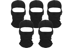 5-pack svart motorcykelbalaclava, andningsbar och vindtät skidmask för män och kvinnor, lätt hals för cykling, löpning och ut