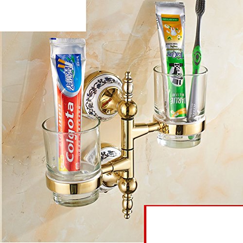 Preisvergleich Produktbild Continental Zahnbürste Becherhalter / goldene Soseki Mund Kelch / Glasdrehbecherhalter / Blau-Wei-Porzellan-Becherhalter Badezimmer Aktivitten-A