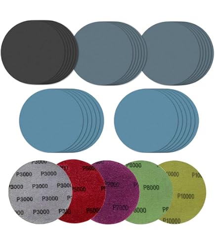 50 Disques Abrasifs 125mm Sans Trous - Grains 1000 à 3000 Pour Ponçage Humide/Sec
