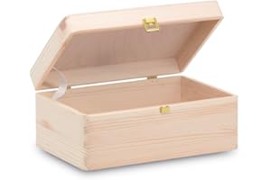 Pinus - Holzkiste mit Deckel und Schloss 30x20x13,5 cm, Kleine Holzbox, Aufbewahrungsbox Holz Box, Wooden Box With Lid, Erinnerungsbox, Erinnerungskiste, Kästchen, Holz Schachtel Natural Farbe