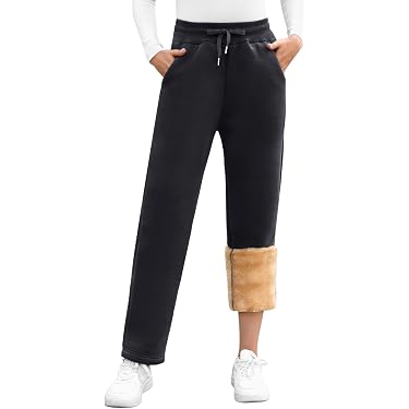 Pantalon De Jogging Femme - Sweatpants Taille Élastique Chaud Hiver Polaire