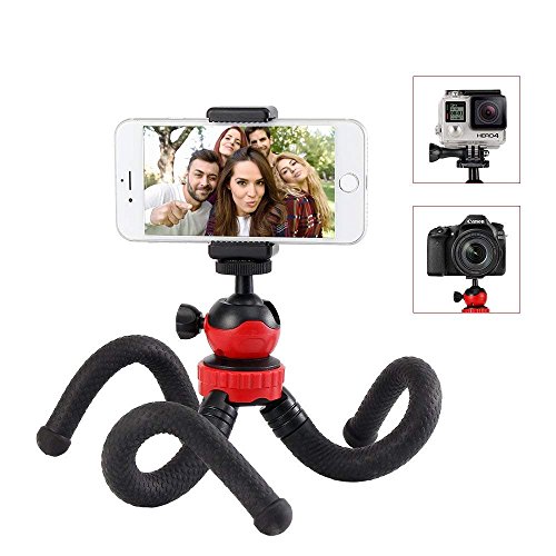 Trípode Flexible Móvil Trípode Cámara Reflex 360° Rotación Adaptador GoPro Mini Trípode Iphone Palo Selfie Portátil Soporte Teléfono Monopod para Gopro,Smartphone,Cámara,Iphone,Nikon,Sony,Canon,DSLR
