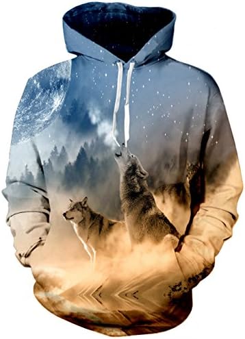 LAIDIPAS Men's Long Sleeve 3D Prints Pullover Sweatshirts Jumpers Patterned Hoodies XL