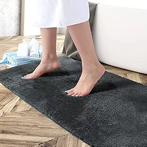 Flooring India Co FI Home Newman Microfiber Anti-Skid Water Absorbent/Soaking Washable Runner for Bathroom/Entrance/Bedside/Kitchen/Living-Area Rug/Office/Gym Yoga Mat/Kids-Room (Anthra, 2x5 In)