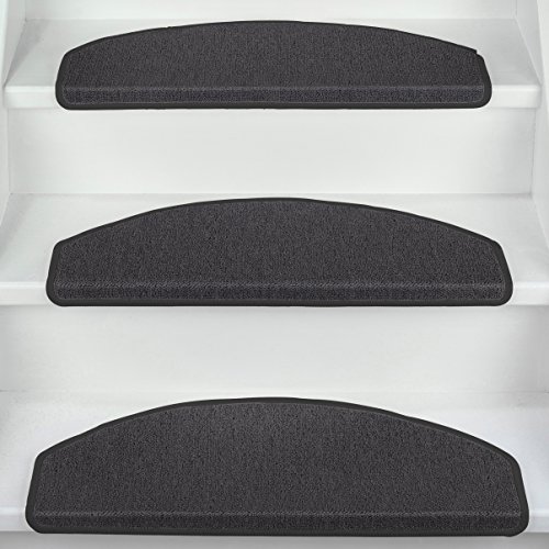 Beautissu® XXL Stufenmatten ProStair 15er Set – 65x24cm Treppenmatten eingekettelt, starke Befestigung – Anthrazit - 2