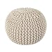 Produktbild Homescapes Strickpouf Sitzhocker rund creme 40 x 35 cm, Sitzkissen Strick Pouf Bodenkissen, grob gestrickter Bezug aus 100% Baumwolle, Füllung aus 100% Polystyrol