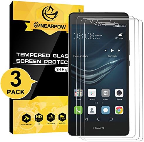 NEARPOW [3 Pack] Screen Protector Compatible with Huawei P9 Lite, [Tempered Glass] Screen Protector with [9H Hardness] [Crystal Clear] [Bubble-Free Installation] [Scratch Resist]
