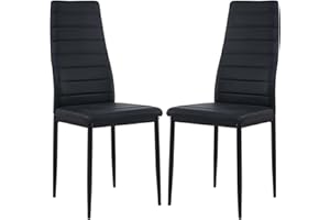 buybyroom Set di 2 Sedie da Pranzo Sedia Soggiorno con Schienale Alto Sedie per Cucina,Per Arredo Sala da Pranzo, Cucina e Ufficio,Gambe in Metallo,Nero
