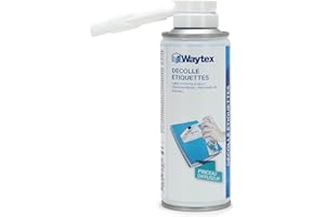 Décolle Étiquette Waytex – Aérosol 200ml avec Pinceau | Retire Facilement Étiquettes et Colle sur Verre, Plastique, Métal, Bois, Carton, etc. | Application Précise Sans Résidus