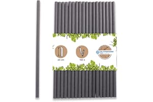 BIOZOYG Pajitas de papel Jumbo 23cm paja 8mm Ø I pajitas biodegradables I pajitas negras respetuosas con el medio ambiente I pajitas de fiesta para batidos I pajitas de papel 150 piezas