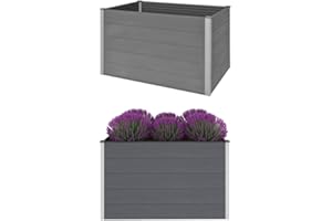 ‎VIDAXL vidaXL Garten Hochbeet Pflanzkasten Blumenkasten Gemüsebeet Pflanzkübel Blumenkübel Frühbeet Gartenbeet Pflanzbeet WPC 150x100x91cm Grau