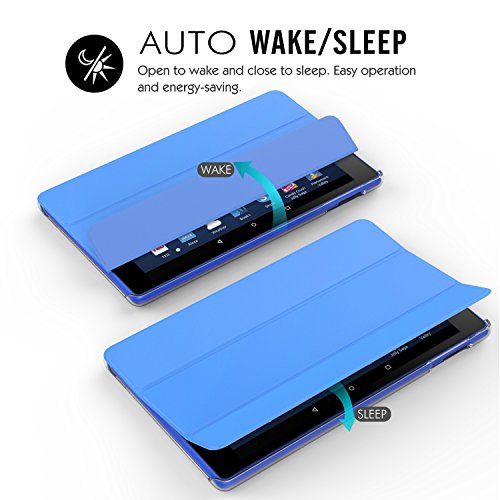MoKo Hülle für All-New Amazon Fire HD 8 Tablet (7th Generation – 2017 Modell) – Ultra Slim Lightweight Smart Cover mit Durchschaubar Rückseite Schutzhülle für das neue Fire HD 8, Blau - 7