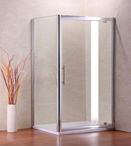 Pivot Hinge Shower Door 6mm Safety Glass Reversible Shower Enclosure Cubicle (900mm x 700mm Shower Enclosure + Tray)