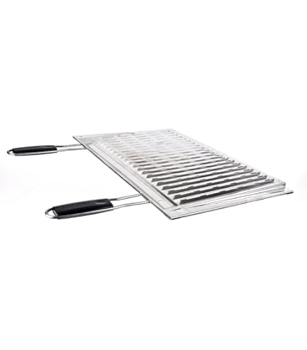 Griglia Per Barbecue 67x40 Acciaio Inox IMEX EL ZORRO 71767 Barbecue Inox Con Griglia, Sollevatore, Ruote E Griglia Per Barbecue 70x50