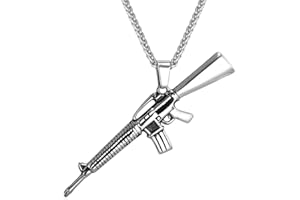 U7 Armee Gewehr Kette M16/AK-47/Mini Uzi/M9 Maschinengewehr Modell Anhänger Halskette personalisiert Pistole Waffe Coole Modeschmuck Geschenk für Männer Jungen