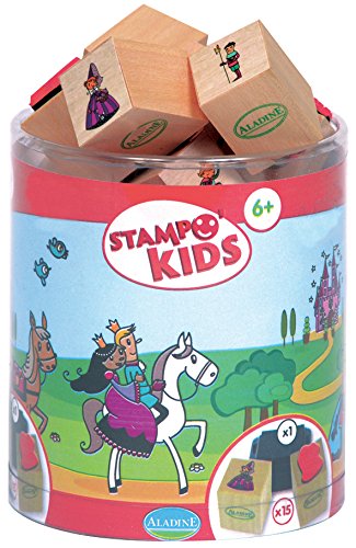 Aladine 3348 Stampo Kids - Lote de Sellos de Madera y tampón para Decorar, diseño de Princesas
