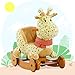 Produktbild labebe Baby Schaukelpferd Holz, 2-in-1 Schaukelpferd mit Räder, Schaukeltier Giraffe Gelbe für Baby 1-3 Jahre Alt, Schaukel Pferd/Schaukel Baby/Schaukeltier Musik/Schaukel Kinder/Schaukel Spielzeug