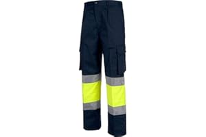 WORKTEAM Pantalón Reflectante de Alta Visibilidad. Pantalón de Trabajo Multibolsillos.