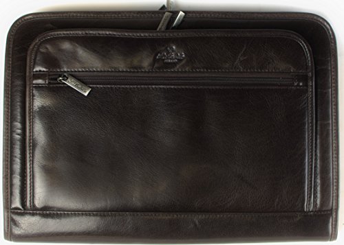 San Babila Grain Leather Zipped Folio A4 Conference Folder Under Arm Document Case