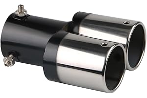 MOCNT Acier Inoxydable Extrémités de Tuyau D'échappement Voiture Embout Silencieux Tuyau Echappement Tuyau de Queue D'extrémité Universel Double Sortie Droit Argent
