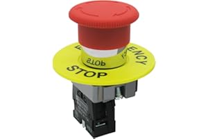mxuteuk 1NC 22mm Interruttore a pulsante di arresto di emergenza a fungo rosso AC 660V 10A HB2-BS542