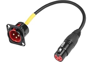 XMSJSIY D-Type XLR Male Panel Mount to Female Connector Pass Through Cable,3 Pin Mic XLR Feed/Pass Thru Converter Compatible with Microphone - 50cm/19.6inch