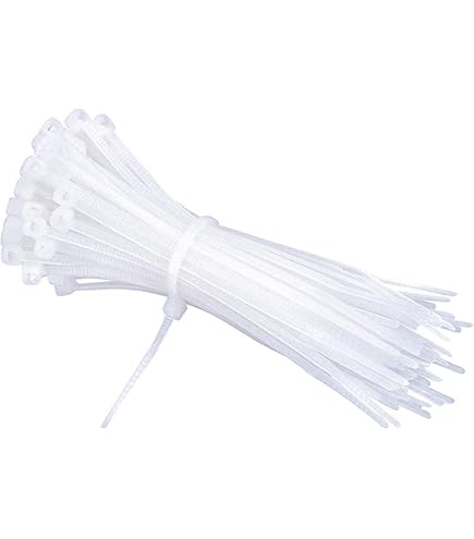 Kalitec, 100 fascette stringicavo naturale, 200 mm x 3,6 mm, resistenti ai raggi UV, fascette trasparenti, set di fascette stringicavo bianco/naturale, fascette lunghe da 200 mm, resistenza alla