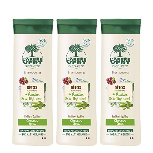 L'arbre vert Shampooing Détox pour Cheveux Gras 250 ml - Lot de 3