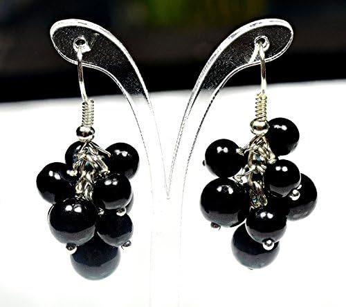 GEMSTONERIVER® Black pearl mini cluster earrings wedding flowergirl girl's handmade jewellery uk