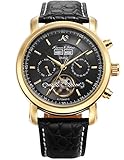 KS Herren Armbanduhr Uhren für männer Automatische Mechanische Edelstahl Leder Armband Lederband Tourbillon Uhr Geschenbox Schwarze KS369