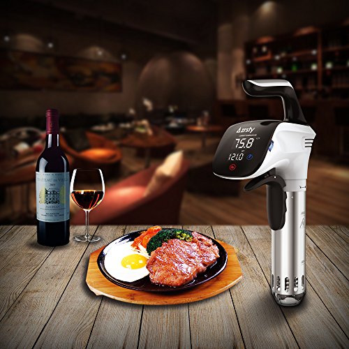 Sous Vide,Azrsty Präzisionskocher und Umwälzpumpe Leise Genaue Temperatur Messung Digital Timer,1 Hand-Vakuumierer,5 wiederverschließbare Beuteln und 1 Thermometer ,Weiß - 2
