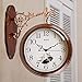 Produktbild Jinlong Boutique Wanduhr aus massivem Holz auf beiden Seiten des Tischs Kreativer Wandtisch 16 Zoll (40,5 cm Durchmesser), Lotus Teich Mondlicht 16 Zoll (40,5 cm Durchmesser), Lotus Teich Mondlicht