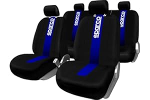 Sparco SPC1011 Set di Coprisedili Auto, Classic, Nero/Blu, Set di 9