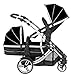 Duellette 21 BS combi Double Pushchair Twin Tandem complete carrycot/converts to seat unit. Free rain covers and 2 free Black footmuffs. Midnight Black by Kidz Kargo